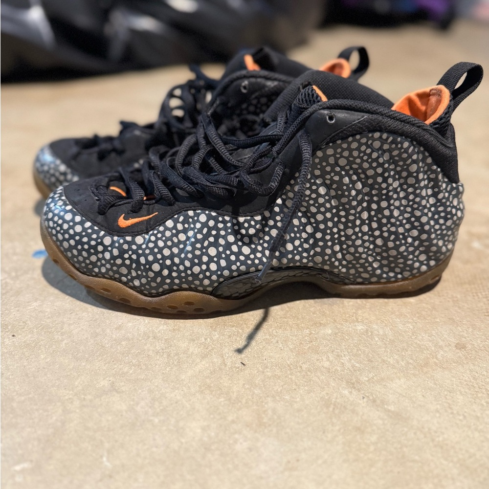 Nike Black and Gray Athletic Shoes with Orange Highlights